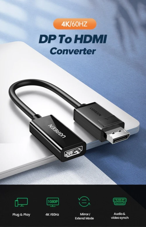 UGREEN Adaptateur DisplayPort Mâle vers HDMI Femelle 4K 60Hz 