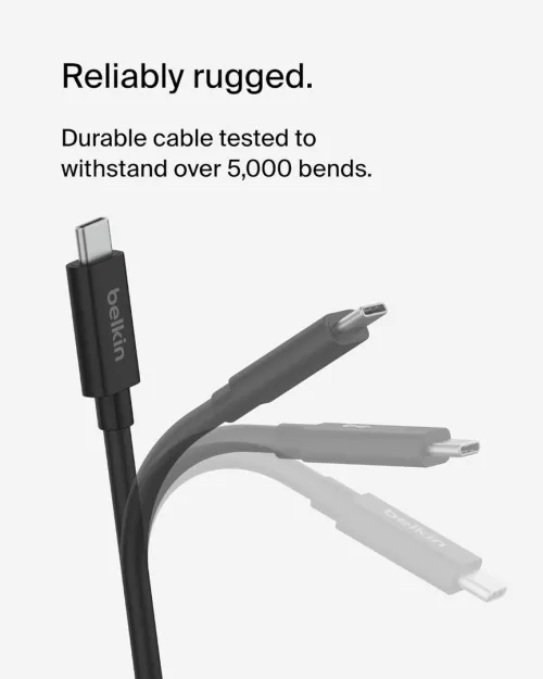 Belkin Connect Câble USB4 certifié ( USB-C vers USB-C ) 4K 60Hz Data Sync à 20 Gbit/s (câble de recharge Power Delivery 240 W, Longueur 2 mètre , pour MacBook, Windows, Chromebook, Full Compatible.