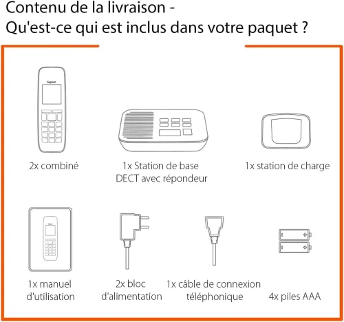 Gigaset Comfort 520A Duo - 2 Téléphone DECT sans Fil avec répondeur - Design élégant - Blocage d'appels - 200 Contacts [Version française]