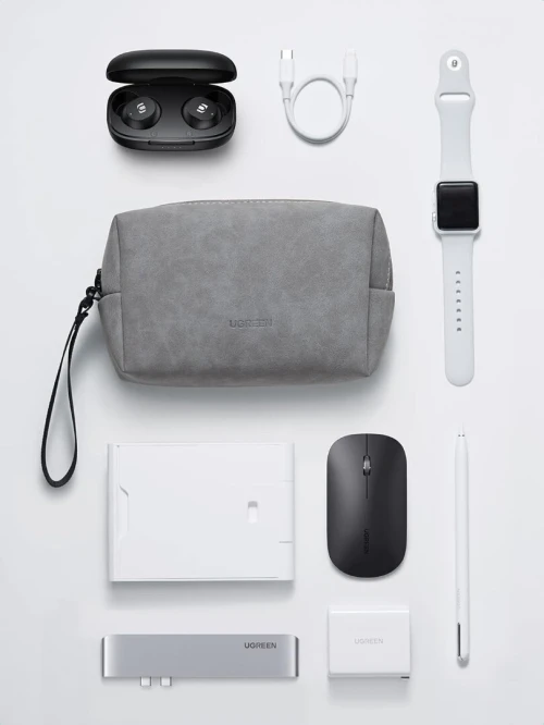 UGREEN Sac Rangement Accessoires Électroniques MacBook Étanche Câbles Organisateur Pochette Léger pour Câbles, Chargeur, Écouteur, Disque Dur, Switch, Mp4, Batterie Externe, Cartes Mémoires, Clé USB