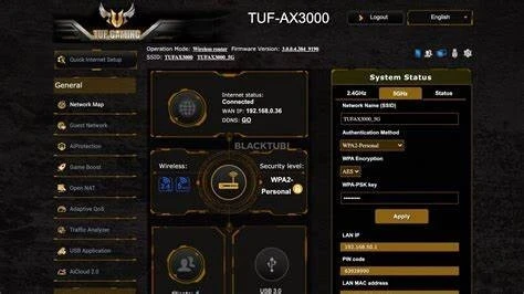 ASUS TUF-AX3000 V2 Router Gaming AX3000 Wi-Fi 6 + Routeur Pour BOX Fibre Optique FTTH Haut De Gamme