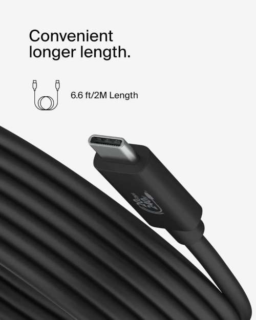 Belkin Connect Câble USB4 certifié ( USB-C vers USB-C ) 4K 60Hz Data Sync à 20 Gbit/s (câble de recharge Power Delivery 240 W, Longueur 2 mètre , pour MacBook, Windows, Chromebook, Full Compatible.