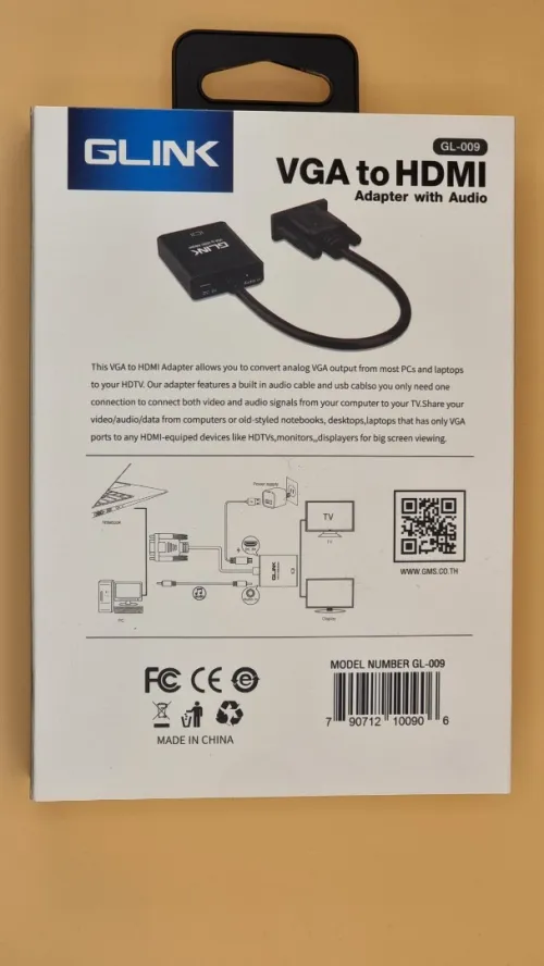 GLINK Convertisseur VGA Vers HDMI 1080P VGA Mâle Vers HDMI Femelle Câble USB Et Câble Audio 3,5