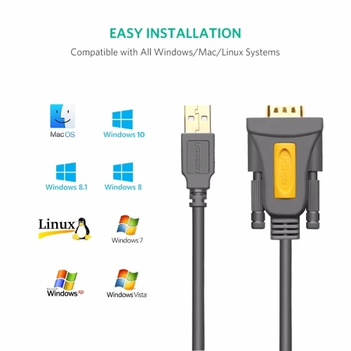 Ugreen USB vers RS232 Port COM Série PDA 9 DB9 Pin RS-232 Femelle 