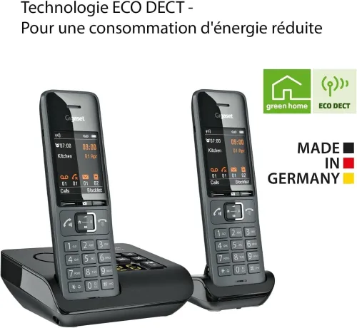 Gigaset Comfort 520A Duo - 2 Téléphone DECT sans Fil avec répondeur - Design élégant - Blocage d'appels - 200 Contacts [Version française]