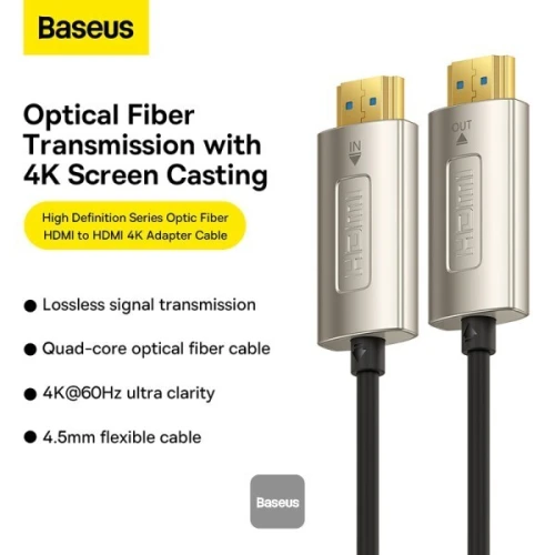 Baseus Cable fibre optique HDMI vers HDMI 4K 10M HDMI 2.0 4K @ 60Hz * UHD Haute Vitesse 18 Gbps