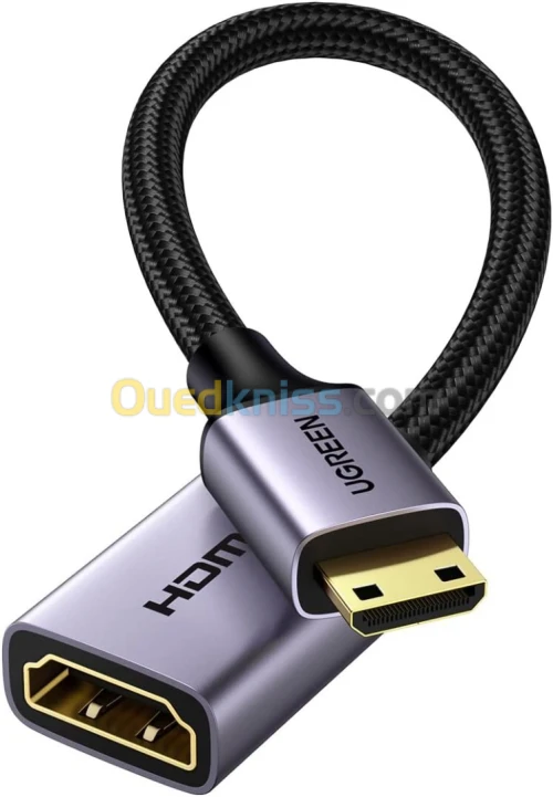 UGREEN Mini HDMI Mâle vers HDMI 2.0 Femelle 4K@60Hz 18Gpbs 3D Ethernet Arc / 25CM Full Compatible  