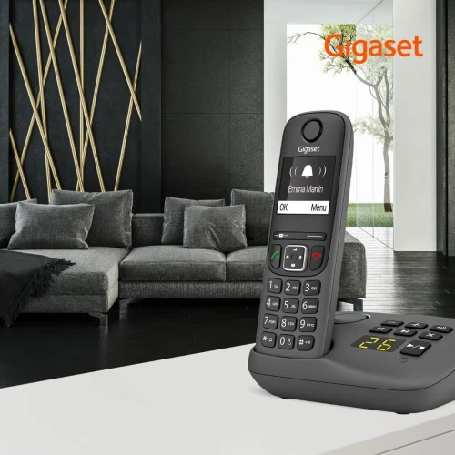 Gigaset A695A - téléphone DECT sans fil avec répondeur - grand écran à haut contraste - excellente qualité audio - profils sonores réglables - fonction mains libres - protection d'appel, Gris