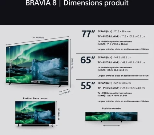 Sony 77" BRAVIA 8 (77XR8A) TV OLED 77" Google TV Gaming 4K 120 Hz IMAX Dolby Vision Atmos
