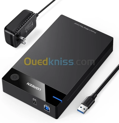 UGREEN Boîtier pour disque dur HDD & SSD SATA 3,5" & 2.5" USB 3.0 à SATA III + Alimentation 12V - 2A
