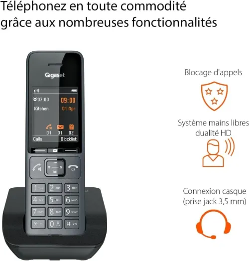 Gigaset Comfort 520A Duo - 2 Téléphone DECT sans Fil avec répondeur - Design élégant - Blocage d'appels - 200 Contacts [Version française]