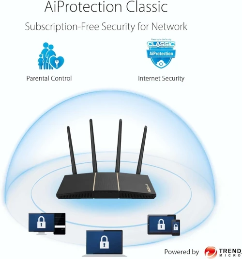 ASUS RT-AX57 Router AX3000 Wi-Fi 6 + Routeur Pour BOX Fibre Optique FTTH Haut De Gamme + Open VPN