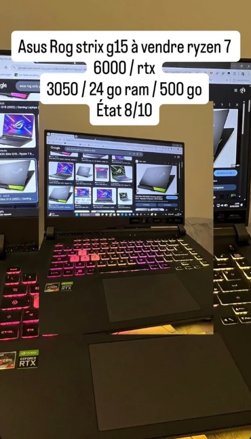 Asus ROG Strix g15 Ryzen 7 6000/ RTX 3050/ 24go RAM / 500go