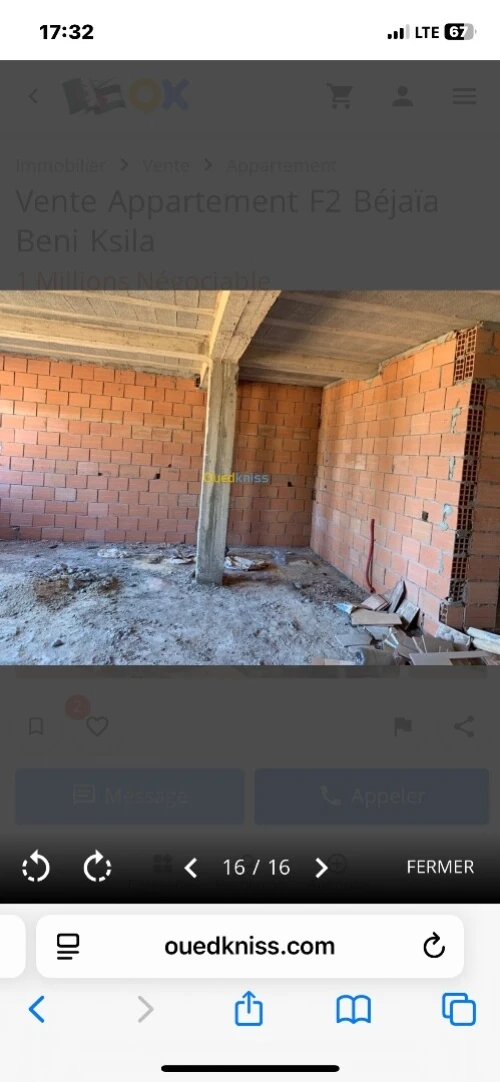 Vente Appartement F2 Béjaïa Beni ksila