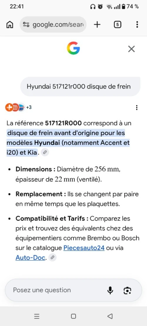 Disque de frein Hyundai kia