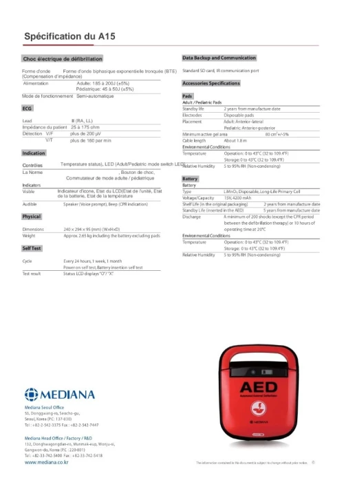Défibrillateur MEDIANA 