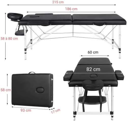 TABLE DE MASSAGE EN ALUMINIUM 2 ZONE 