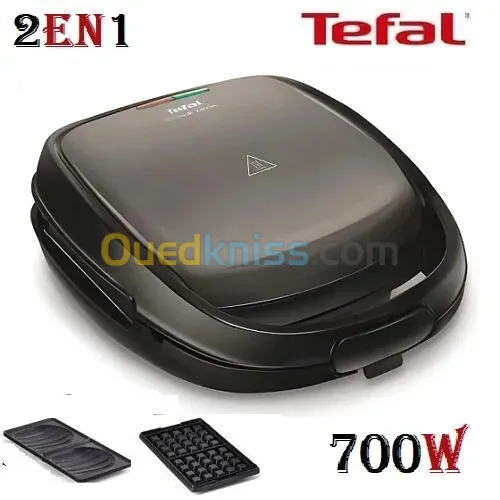 Panineuse Multifonctionnel Pour Gaufres Et Des Sandwichs 700W Snack Time Tefal SW341812