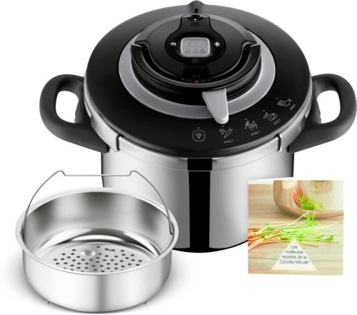 SEB Clipso+ CHEF 6L, Cocotte-minute, 4-6 personnes, Induction, 4programmes de cuisson, Cuisson rapide, Ouverture et fermeture du couvercle d'une seule main,