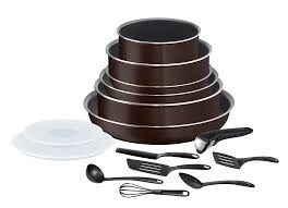 Tefal ESSENTIAL Black Coffee pailleté Batterie de cuisine 15 pièces 