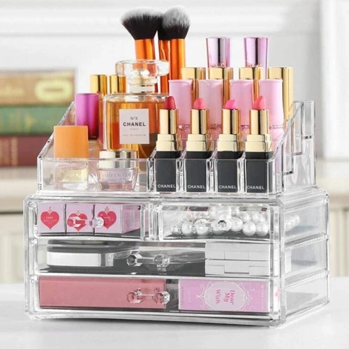 صندوق منظم المكياج و المجوهرات Boîte de rangement de maquillage acrylique avec 3 tiroirs