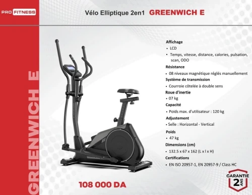 VÉLO ELLIPTIQUE 2en1 GREENWICH E
