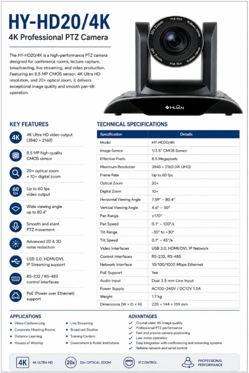 Caméra visioconférence PTZ 4K