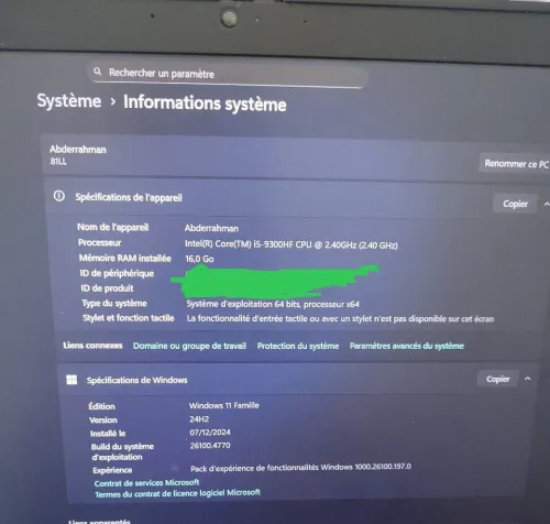  PC Portable Lenovo Gaming 17" / I5 9th Gén