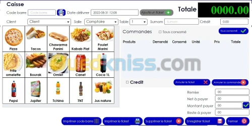 Logiciel de gestion des caféteria - Fast food - Creperie -Crémerie
