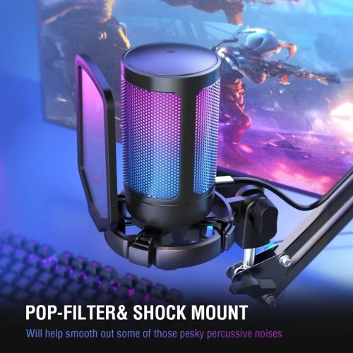Microphone Fifine A2 AMPLIGAME USB RGB FOR PC,PS5 WITH Quick Mute