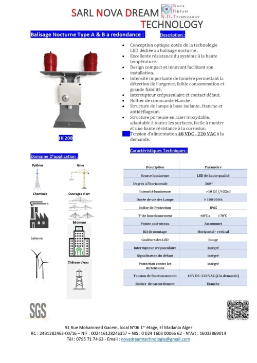 Balisage Aérien Multifonction (12V - 24V- 48V - 220V)