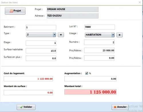 LOGICIEL DE GESTION PROMOTION IMMOBILIERE 