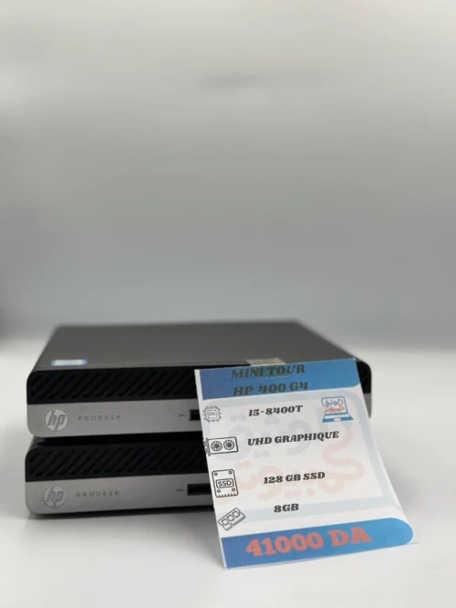 MINI TOUR DESKTOP HP  400 G5 I5-8400T/8G/128SSD /AVEC CHARGEUR ORIGINAL