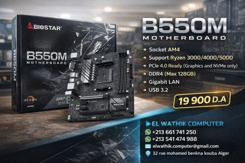 Carte mère BIOSTAR B550M AM4 DDR4 PCIe 4.0