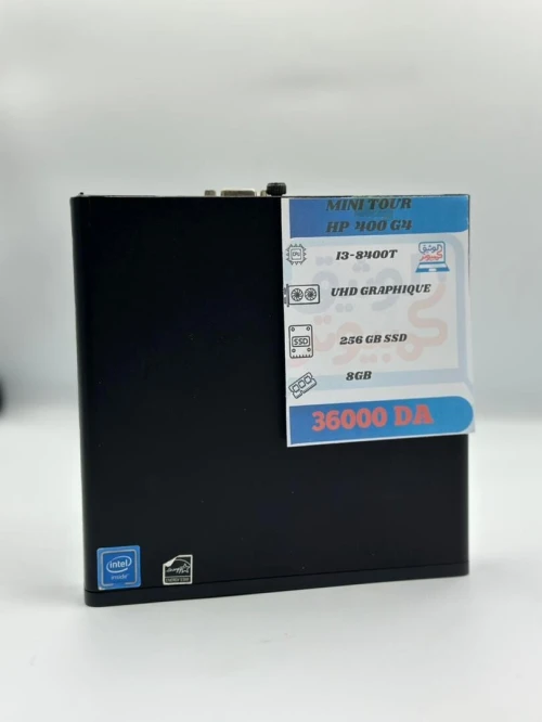MINI TOUR HP PRODESK 400 G4  I3-8100T 1.7GHZ/8G  DDR4/256SSD  WIN10 AVEC CHARGEUR