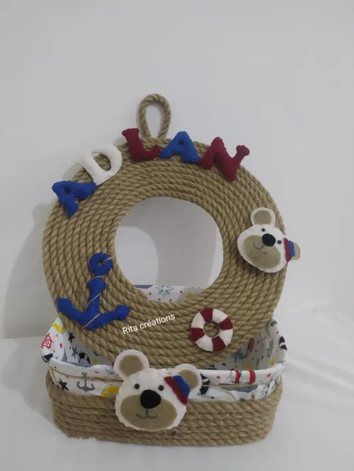 Panier+déco porte personnalisé pour bébé