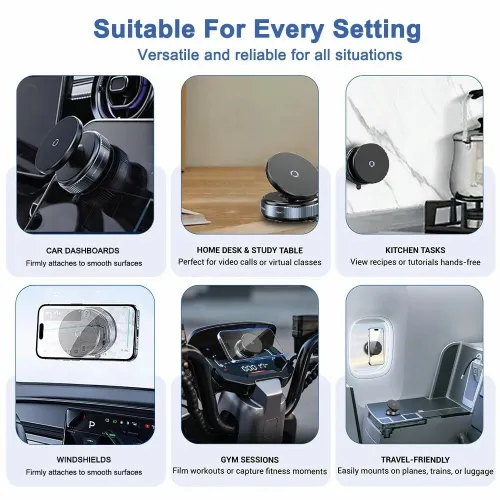 Support magnétique pour téléphone PH49/PH51/PH52 fixation par ventouse orientable à 360 pour voiture/bureau en détail et en gros