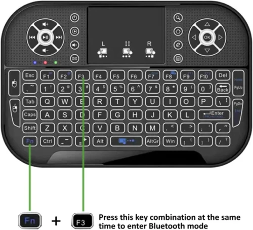 Mini Clavier Dual Bluetooth avec Pavé Tactile, Rétroéclairé, Rechargeable, pour PC tv