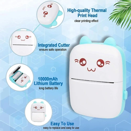 Imprimante photo mobile sans fil Bluetooth, compatible avec les appareils iOS et Android, 