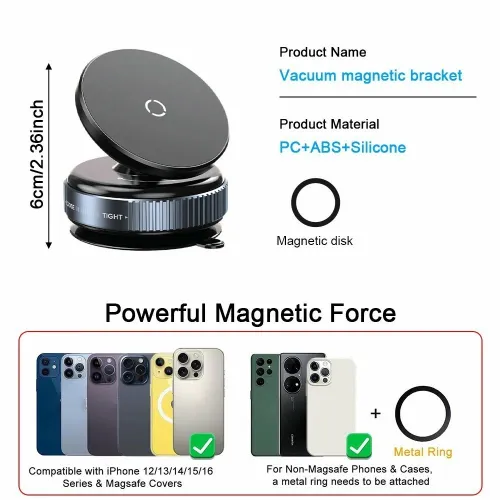 Support magnétique pour téléphone PH49/PH51/PH52 fixation par ventouse orientable à 360 pour voiture/bureau en détail et en gros