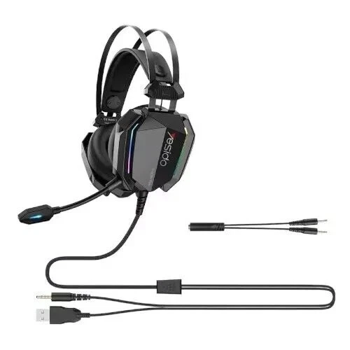 Casque gaming filaire YESIDO EK03 Éclairage LED 7 couleurs, Avec microphone, interface USBA + 3,5mm