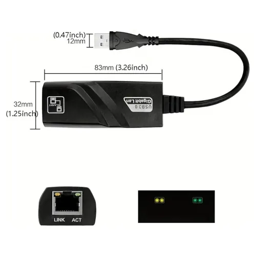 Adaptateur réseau Ethernet RJ45 vers USB 3.0 1000Mbps