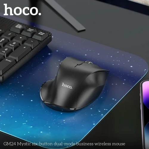 Souris sans fil GM24 Hoco double mode Bluetooth 2.4gHz USB avec boutons latéraux pour laptop