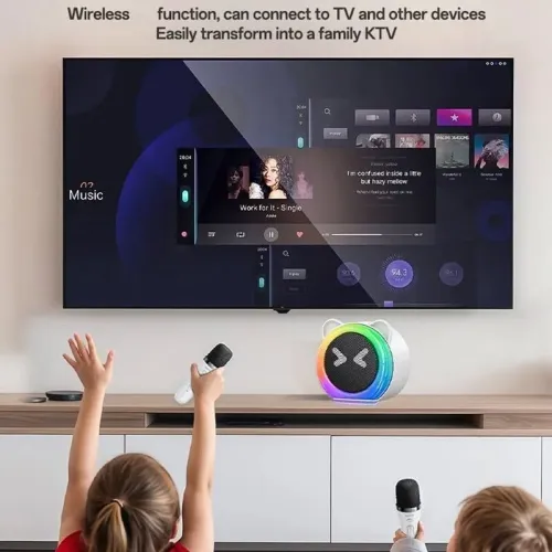 YESIDO YSW36 mini système de karaoké sans fil, enceinte Bluetooth et de deux microphones