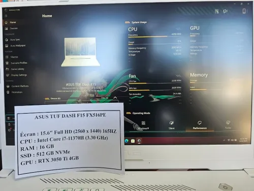 ASUS TUF DASH F15 FX516PE/15.6" Full HD (2560 x 1440) 2K 165HZ/i7-11370H (3.30 GHz)/16GB/SSD 512GBNVMe/GPU RTX 3050 Ti 4GB