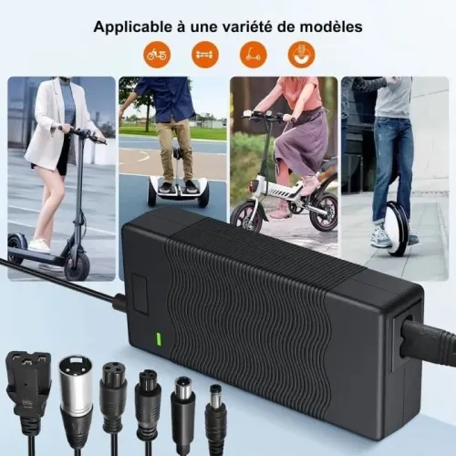 Chargeur Trottinette Electrique, Hoverboard, Scooter avec 6 Connecteurs 54.6V 3A