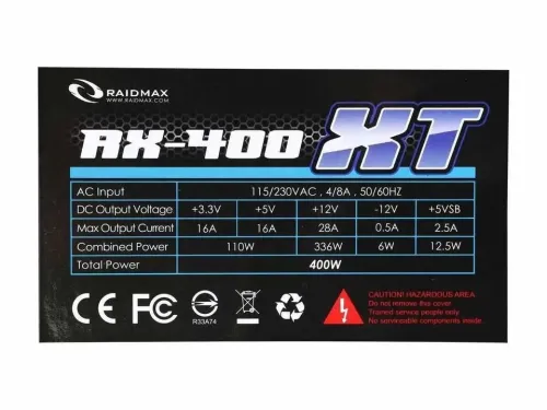 BLOC ALIMENTATION ATX RX400XT 450W 230V 4/8A-RAIDMAX