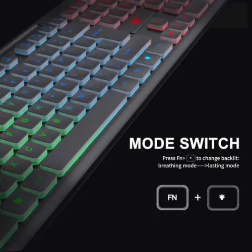 Havit Gamenote KB275L clavier gaming filaire 104 touches ergonomique ultra-mince RGB.