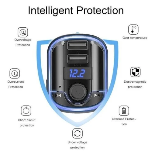 Lecteur MP3 Y44 avec Bluetooth, allume-cigare Chargeur de voiture 2ports USB.