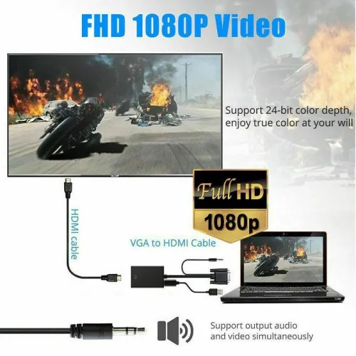 Convertisseur VGA Vers HDMI Avec Audio Full HD 1080